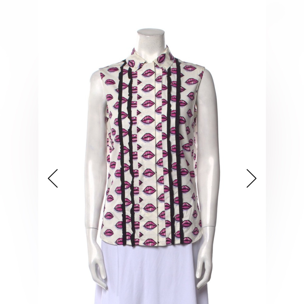 Prada Women's Sleeveless Top with Lip Print Size 40